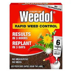 Weedol Rapid Weed Control 6 Tube, 6 x 23ml, Blue, Kills Annual Weeds, Weed Killer Concentrate, 60m² Coverage