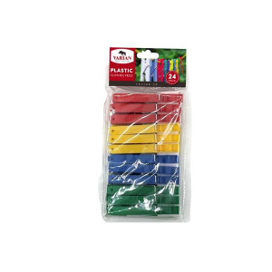 Varian Plastic Clothes Pegs, 24-Count, Heavy-Duty, Rust-Resistant, for Laundry