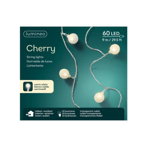 Lumineo Cherry 60 W/W LED Lights, 9m Long, Indoor and Outdoor Use, 60 Warm White Lights