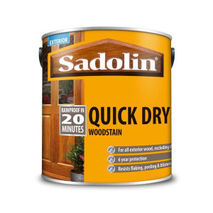 Sadolin Quick Dry Teak 2.5L Water Based Woodstain, Rainproof in 20 minutes, 6 year protection for Exterior and Interior Wood