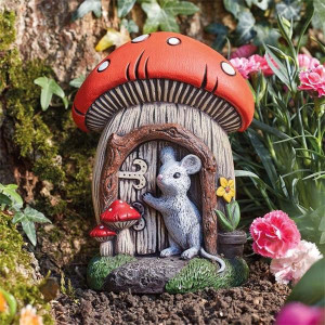Whimsical Polyresin Garden Door Mouse by Smart Garden, Weather-Resistant for Indoor/Outdoor Use, Perfect for Fairy Gardens and Nature Lovers