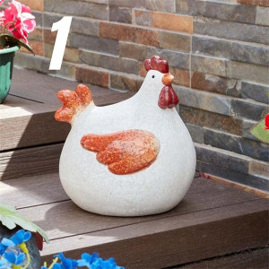 Smart Garden Lady Cluck Large Mixed Design, Hand Painted Terracotta Chicken Ornaments