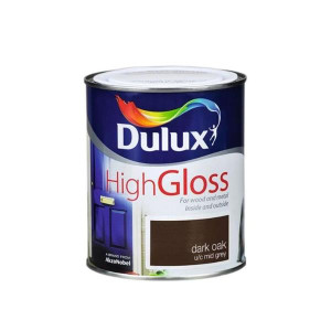 Dulux High Gloss Dark Oak Paint for Exterior & Interior Wood & Metal, 2.5Ltr, Solvent Based, High Colour Durability