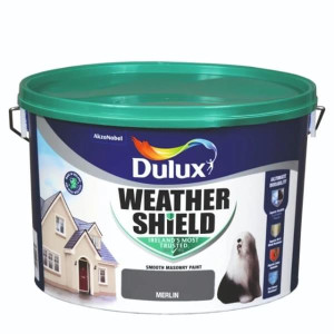 Dulux Weathershield Smooth Masonry Merlin 10L, All-Weather Protection, Mould/Algae Resistance, Irish Weather Resistant Paint