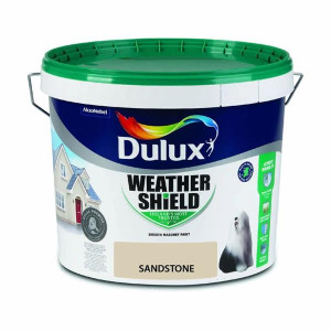 Dulux Weathershield Smooth Masonry Sandstone 10L, Excellent Opacity, Mould & Algae Protection, Anti-Fade Technology, for Exterior Painting