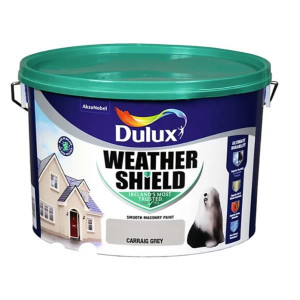 Dulux Weathershield Smooth Masonry Carraig Grey 10L Paint for Home Use