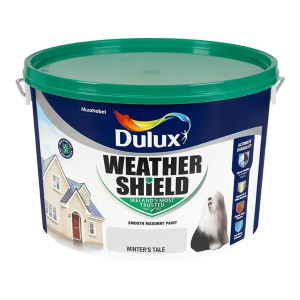 Dulux Weathershield Smooth Masonry Winters Tale 10L, Water-Based Formula, 10L Coverage, Exterior Paint for Brick and Rendered Surfaces