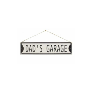 La Hacienda Decorative Signs Dad's Garage, Durable Steel Construction, Embossed Slogan, Indoor/Outdoor Use