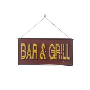 La Hacienda Decorative Signs Bar & Grill, Durable Steel Construction, Embossed Slogan, Indoor/Outdoor Use