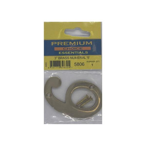 Brass Number '6' by Premium Choice, 3 inches, Home Decor