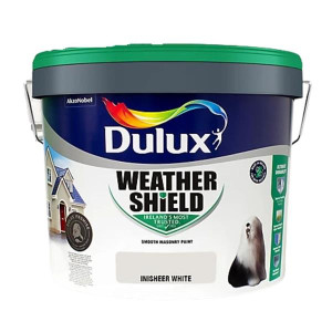 Dulux Weathershield Smooth Masonry Paint Inisheer White 10L for Home Decor