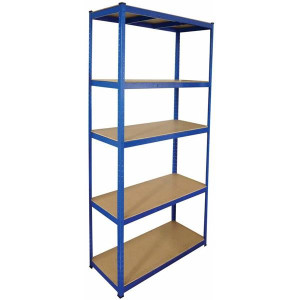 Blackspur Metal 5-Tier Shelving Unit - 2.2M X 1.2M X 45M - Painted Steel Frame, MDF Shelves, 350 kg Capacity