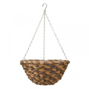 Smart Garden Hanging Basket Rattan 14" Earth Braid, Durable Rattan Effect, 7.5L Compost Capacity, Garden Patio Decor, Rattan