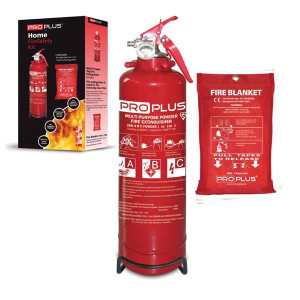 Proplus Home Fire Safety Kit - Multi-Purpose Fire Extinguisher, Fire Blanket, 4-Year Service Life, UL Listed