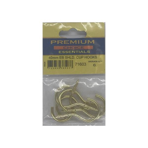 Brass Cup Hook by Premium Choice, 40mm, Pack of 6