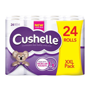 Cushelle Toilet Rolls Cushelle Xxl Pk 24 Rolls, 2 Ply, 180 Sheets per Roll, Family Sized Pack