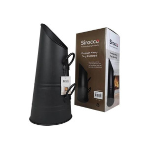 Sirocco Coal Hod Heavy Duty Black - Durable Construction, Easy Pour, Black Finish