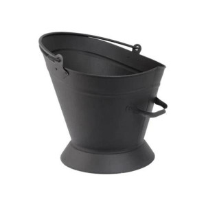 Sirocco Waterloo Heavy Duty Ash Bucket for Coal, Wood or Turf - Black, Angled Top, Easy Pour, 35cm x 36cm x 27cm