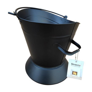 Sirocco Waterloo Ash Bucket - Black, Textured Finish, Angled Top, Easy Pour, 2 Handles for Comfort