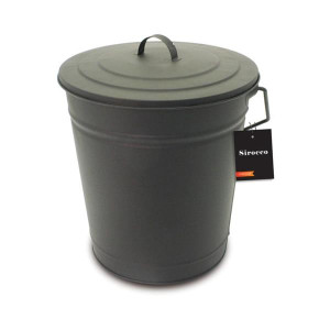 Sirocco Coal Tub & Lid Metal Black - Secure Lid, Convenient Storage for Coal or Firewood
