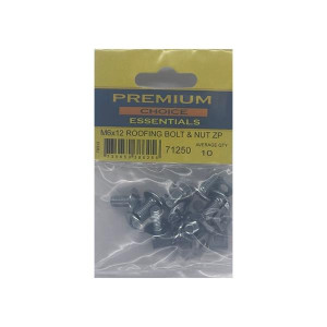 Premium Choice Roofing Bolt & Nut Zp M6 X 12mm, Pack of 10, for Construction Projects