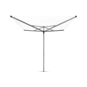 Brabantia Clothes Line Rotary 50M, UV-Resistant Drying Lines, 50m/164ft Hanging Space, 4 Arms, 5-Year Guarantee