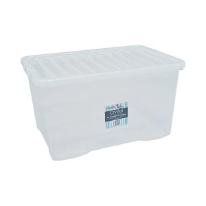 Wham Crystal Storage Box, Durable Plastic, Stackable, 60L Capacity, Clear