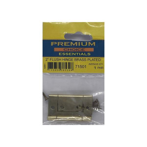 Flush Hinge by Premium Choice, Brass Plated, 2 inches
