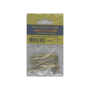Premium Choice Brass Square Hooks, 40mm, Pack of 6 for Bathroom Towel and Robe Hanging