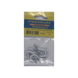 White Cup Hook by Premium Choice, 25mm, White