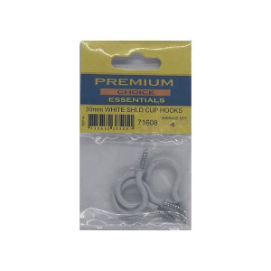 White Cup Hook by Premium Choice, 30mm, White