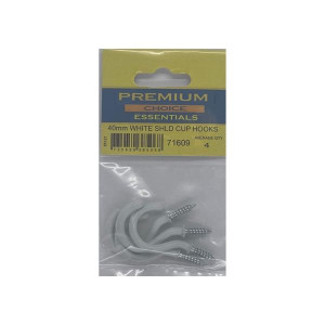 White Cup Hook by Premium Choice, 40mm, Pack of 4