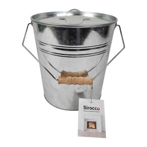 Sirocco Galvanised Ash Bucket with Lid for Household Use