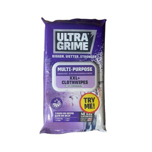 Ultra Grime Multi Purpose Wipes, 40-Pack, Luxury Pomelo Scent, 100% Biodegradable, for Cleaning Various Surfaces