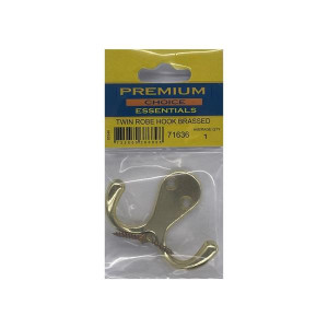 Premium Choice Twin Robe Hook Brass, Twin Hook Design, Brass Finish, 5cm x 7cm