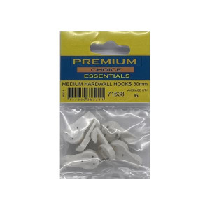 Premium Choice Medium Hardwall Hooks, White, 30Mm, Pack of 63cm, 63 Count