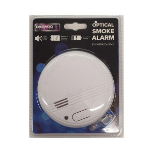 Daewoo Optical Smoke Alarm, Easy Install, Low Battery Warning, 9V Battery Included, 101mm x 34mm