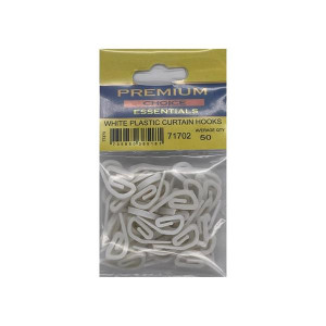 White Plastic Curtain Hooks by Premium Choice, Pack of 50
