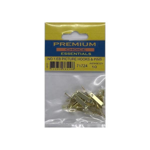 Premium Choice Picture Hooks & Pins, Brass, 2.5cm, Pack of 10 for Home Decor