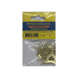 Premium Choice Picture Hooks & Pins, Brass, 3.5cm