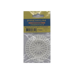 White Plastic Bath Strainer for Bathroom, Hair Catcher, Easy Installation, Pack of 1, White, Durable Plastic