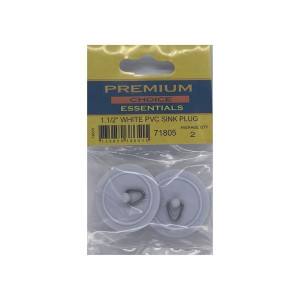 White PVC Sink Plug for 1.1/2" Drains, Pack of 2, Durable and Easy Installation