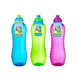Sistema Squeeze Bottle 460ml - Assorted Colours, BPA Free, Anti-Leak Twist 'n' Sip Lid, Hydration Bottle for On-The-Go