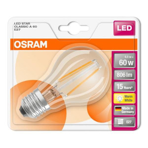 Osram 6.5W E27 LED Bulb, Glowing Clear Filament Design, Energy Efficient Lighting