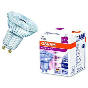 Osram 4.3W (50W) GU10 LED Bulb with Clear Glass, 350 Lumen, Non-Dimmable