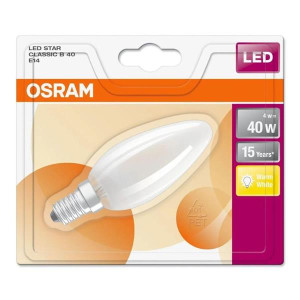 Osram 4W E14 Frosted LED Candle Bulb, 470 Lumen, 2700K, Non-Dimmable