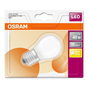 Osram 4W (40W) E27 Frosted LED Golf Ball Bulb, 470 Lumen, 2700K, Non-Dimmable