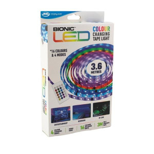 Jml Bionic LED Colour Changing Tape Light, 4 Colour Changing Modes, 16 Colours, USB Powered, Dimmable, Flexible, 3M Self Adhesive Tape