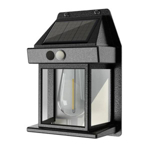 Jml Luma Lantern Solar-Powered Outdoor Wall Lantern with Motion Sensor and Adjustable LED Filament-Style Bulb, Energy Efficient, Eco-Friendly