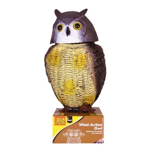 The Big Cheese Wind-Action Owl Decoy Deterrent, Weather-Resistant, for Outdoor Security